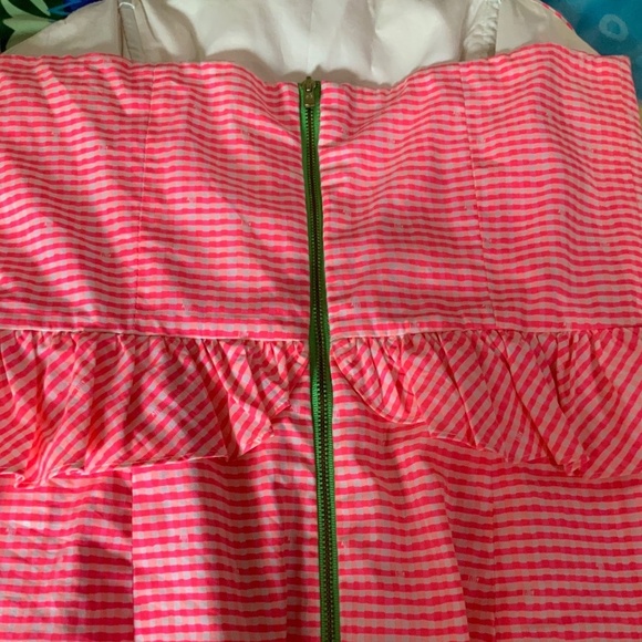 Lily Pulitzer Lowe Fiesta Pink Strapless Gingham Cotton Dress Size 4 - Picture 4 of 9